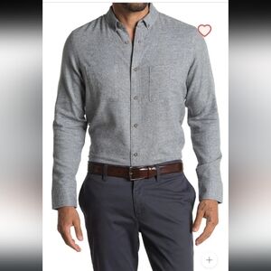 Wallin & Bros 100% Gray Brushed Cotton Flannel-Soft-Button Down-Sz L